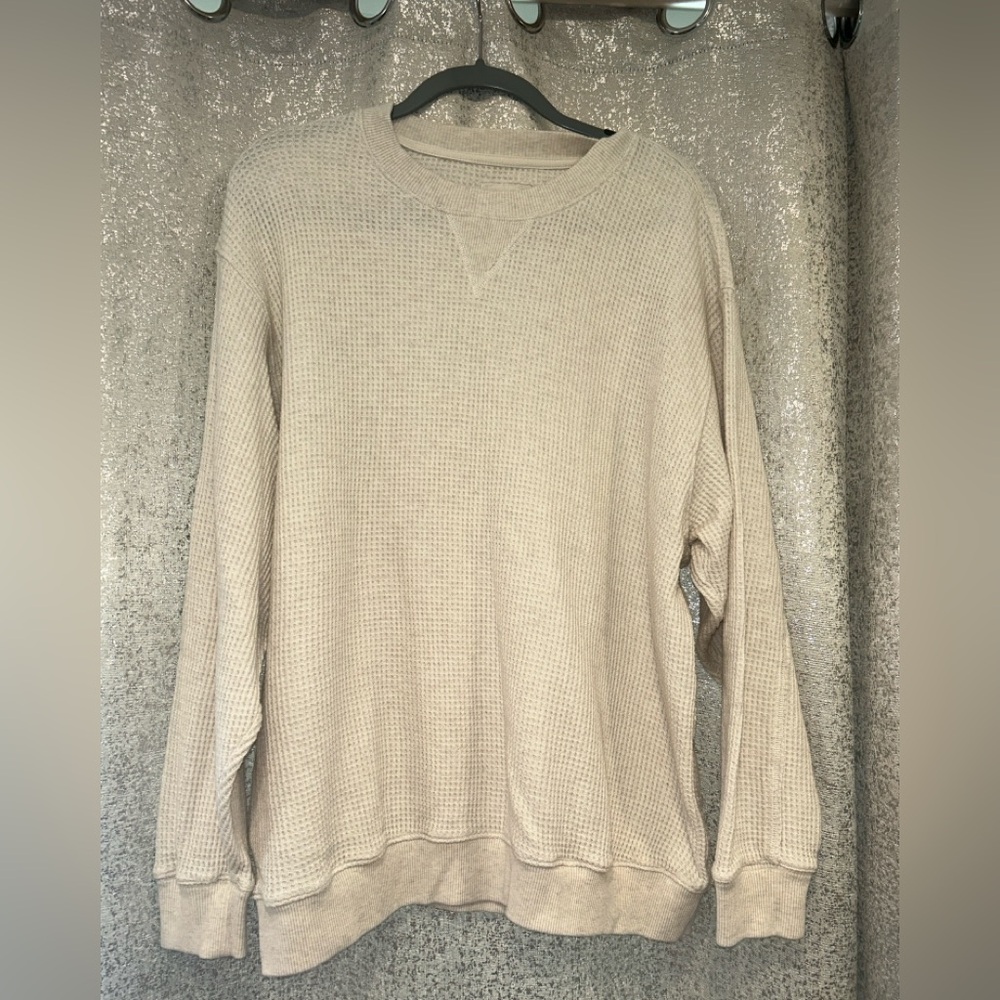 Aerie Women's Beige Waffle Knit Sweatshirt
